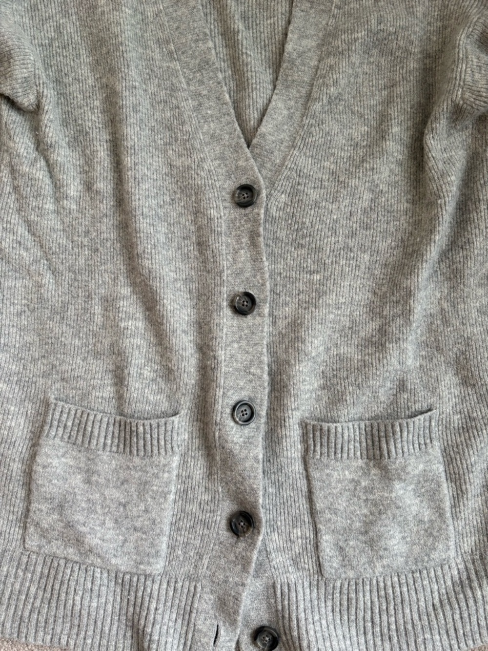 J.Crew Women’s Classic Gray V-Neck Button Cardigan Sweater - Picture 3 of 5